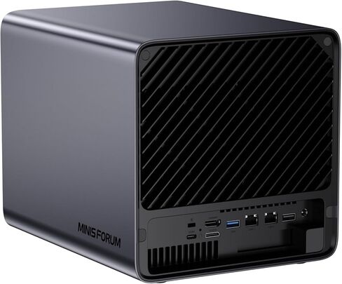 MINISFORUM N5 Pro-P370 5-Bay Desktop NAS (0+128GB)، AMD Ryzen AI 9 HX Pro 370 12C/24T حتى 5.1 جيجاهرتز، 10 جيجابت إي + 5 جيجابت إيثرنت، 3 × M.2/U.2، OCuLink، HDMI/2 x USB4 4K 144 هرتز، PCIe ×16، نظام تشغيل MinisCloud in Saudi Arabia