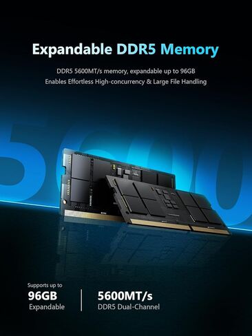 MINISFORUM N5 Pro-P370 5-Bay Desktop NAS (0+128GB)، AMD Ryzen AI 9 HX Pro 370 12C/24T حتى 5.1 جيجاهرتز، 10 جيجابت إي + 5 جيجابت إيثرنت، 3 × M.2/U.2، OCuLink، HDMI/2 x USB4 4K 144 هرتز، PCIe ×16، نظام تشغيل MinisCloud in Saudi Arabia