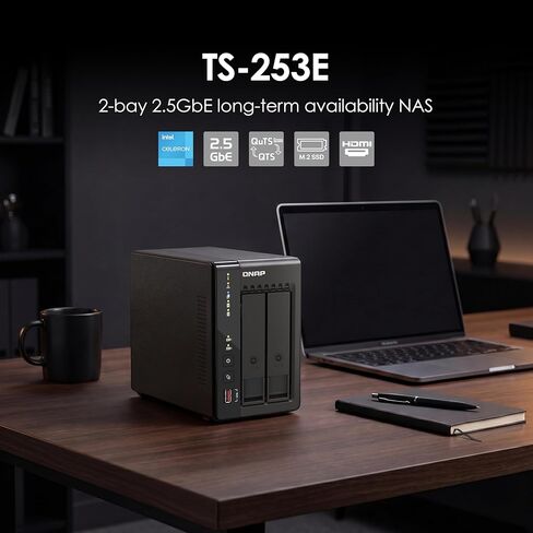 QNAP TS-253E-8G-US 2 Bay High-Performance Desktop NAS with Intel Celeron Quad-core Processor, 8 GB DDR4 RAM and Dual 2.5GbE (2.5G/1G/100M) Network Connectivity (Diskless) in Saudi Arabia