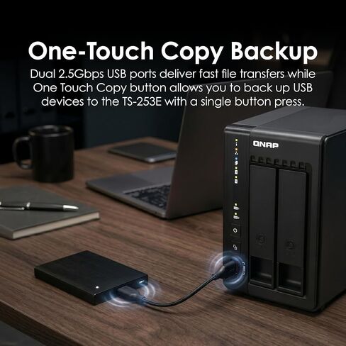 QNAP TS-253E-8G-US 2 Bay High-Performance Desktop NAS with Intel Celeron Quad-core Processor, 8 GB DDR4 RAM and Dual 2.5GbE (2.5G/1G/100M) Network Connectivity (Diskless) in Saudi Arabia