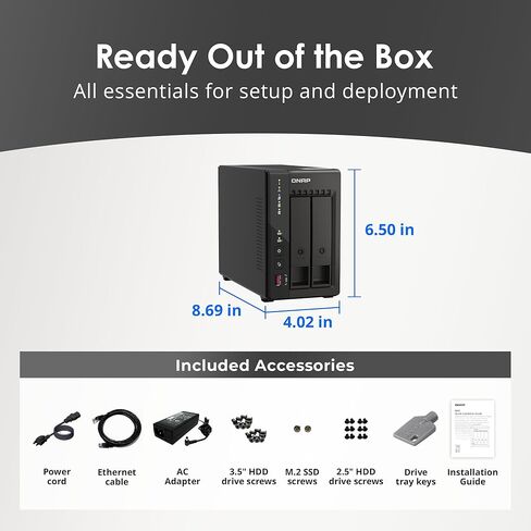 QNAP TS-253E-8G-US 2 Bay High-Performance Desktop NAS with Intel Celeron Quad-core Processor, 8 GB DDR4 RAM and Dual 2.5GbE (2.5G/1G/100M) Network Connectivity (Diskless) in Saudi Arabia