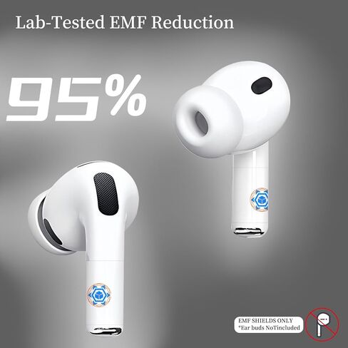 مانع EMF لسماعات الرأس - ملصق درع EMF تم اختباره في المعمل لأجهزة AirPods، سماعات الأذن اللاسلكية (مقاس 5 مم - 8 مم) - يقلل من الموجات الكهرومغناطيسية من الهواتف المحمولة والأجهزة، صنع في الولايات المتحدة الأمريكية (أبيض، زوج واحد) in Kuwait
