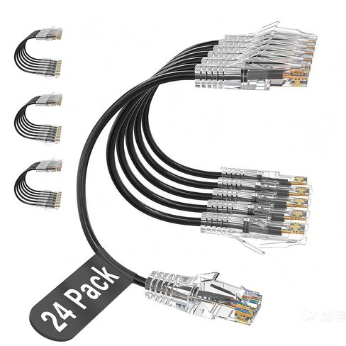 Jadaol Cat6a Ethernet Cable 10 ft 10 Pack, Slim 10G 550MHz 28AWG Patch Cable, Snagless Pure Copper Network Cable, Flexible LAN Cable for Router, Modem, Switch, Patch Panel, Data Center, Gaming, Black in Saudi Arabia
