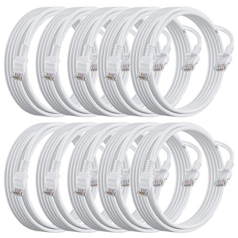 كابل إيثرنت Cat 6 بطول 10 أقدام، 10 حزم، 10 جيجا يدعم شبكة Cat7 Cat8، سلك تصحيح 550 ميجا هرتز 24AWG RJ45 LAN أبيض لأجهزة Mac والمودم والكمبيوتر الشخصي وجهاز التوجيه والكمبيوتر المحمول (أبيض) in Kuwait