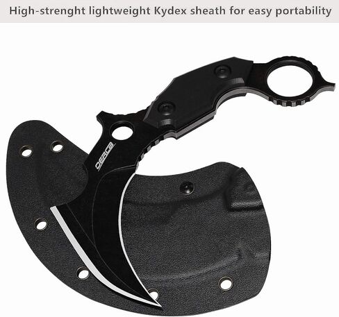 OERLA OL-0019BE سكين تكتيكي Karambit بحافة مزدوجة كامل تانغ 420HC سكين حقل ذو نصل ثابت من الفولاذ المقاوم للصدأ مع مشبك خصر قابل للتعديل EDC وغمد كيديكس in Kuwait