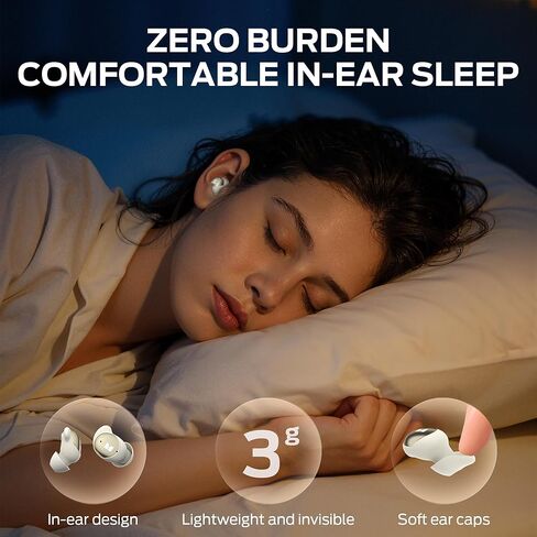 Monster Sleep Ear200، سماعات رأس لاسلكية داخل الأذن، سماعات بلوتوث 6.0 للنوم، مع خاصية إلغاء الضوضاء النشط ANC مصممة لمن ينامون على الجانب، 30 ساعة من صوت ستيريو باس. in Saudi Arabia