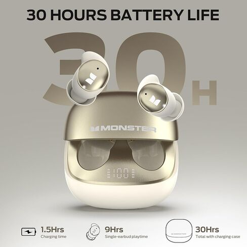 Monster Sleep Ear200، سماعات رأس لاسلكية داخل الأذن، سماعات بلوتوث 6.0 للنوم، مع خاصية إلغاء الضوضاء النشط ANC مصممة لمن ينامون على الجانب، 30 ساعة من صوت ستيريو باس. in Saudi Arabia