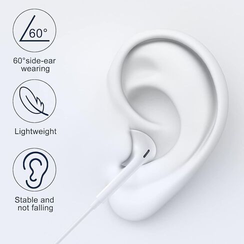 2 Pack Wired Headphones for iPhone,Earbuds Earphones Built-in Microphone and Volume Control,Compatible with iPhone 14 13 12 11 XR XS X 8 7 Pro Pro Max in Saudi Arabia