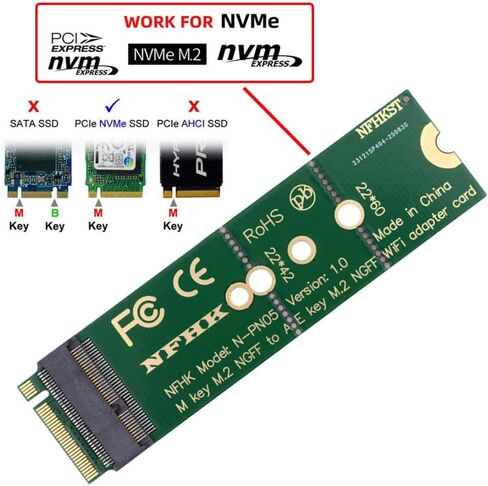 chenyang M.2 NGFF PCIe A+E/E Key Wireless to M.2 NVME M Key Adapter Card for SSD to Wireless Interface Adapter Card in Saudi Arabia