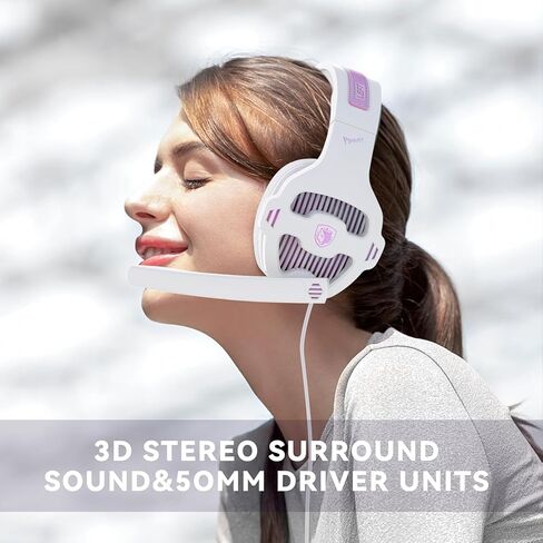 Pink Gaming Headset with Mic for PS5 PS4 Xbox Series X|S PC, Wired Gaming Headset with Noise Cancelling Microphone, Cute Gaming Headphones for Girls, Stereo PC Headset for Nintendo Switch in Saudi Arabia