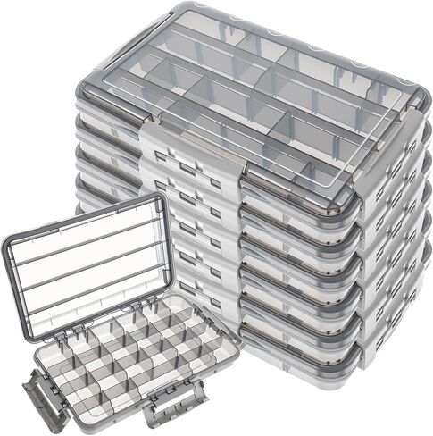 Junkin 6 Pack Waterproof Fishing Tackle Box 3700 Tackle Trays with Removable Dividers Plastic Lures Terminal Storage Organizer Box Fishings Gear for Versatile Fishing Storage for Bait in Saudi Arabia