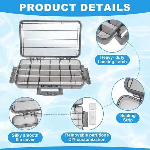Junkin 6 Pack Waterproof Fishing Tackle Box 3700 Tackle Trays with Removable Dividers Plastic Lures Terminal Storage Organizer Box Fishings Gear for Versatile Fishing Storage for Bait in Saudi Arabia