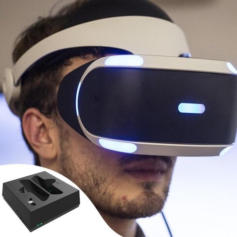for PS VR2 Dual Charging Dock Station PS VR Glasses Charger Magnetic Charging Cable PS VR Handle Charging Base VR Accessories - (B, Color Name: Black) in Saudi Arabia