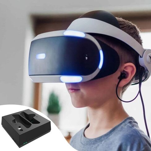 for PS VR2 Dual Charging Dock Station PS VR Glasses Charger Magnetic Charging Cable PS VR Handle Charging Base VR Accessories - (B, Color Name: Black) in Saudi Arabia
