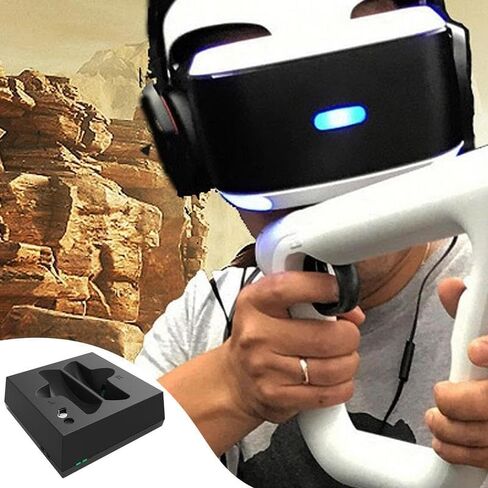 for PS VR2 Dual Charging Dock Station PS VR Glasses Charger Magnetic Charging Cable PS VR Handle Charging Base VR Accessories - (B, Color Name: Black) in Saudi Arabia