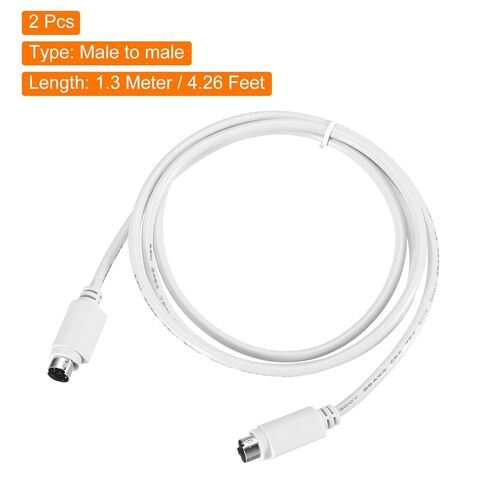 2Pcs PS/2 Mouse and Keyboard Extension Cable 6 Pin 4.26 Feet Male to Male for PC,White in Saudi Arabia