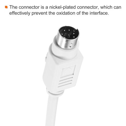 2Pcs PS/2 Mouse and Keyboard Extension Cable 6 Pin 4.26 Feet Male to Male for PC,White in Saudi Arabia