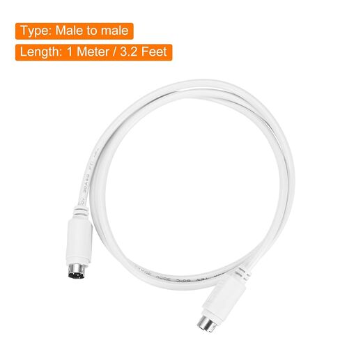 PS/2 Mouse and Keyboard Extension Cable 6 Pin 3.2 Feet Male to Male for PC,White in Saudi Arabia
