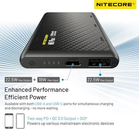 Nitecore NB Plus 10000mAh Power Bank IPX7 مقاوم للماء وخفيف الوزن من فئة الطاقة من ألياف الكربون in Saudi Arabia