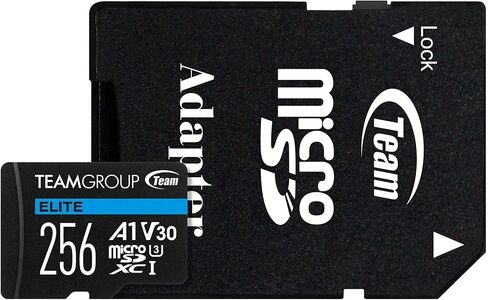 TEAMGROUP Elite A1 256GB Micro SDXC UHS-I U3 V30 A1 4K Read Speed up to 90MB/s High Speed Flash Memory Card with Adapter for Phone, Android Mobile Device, 4K Shooting, Switch TEAUSDX256GIV30A103 in Saudi Arabia