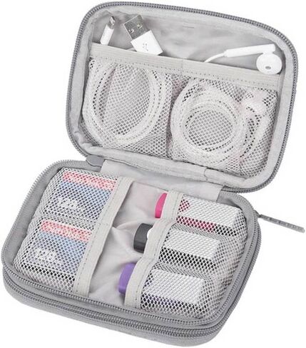DOITOOL Multi-Function Data Cable Organizer Pouch for Travel Earphone Holder Bag Dual Layers Portable Tech Accessories Storage for Men and Women Black in Saudi Arabia
