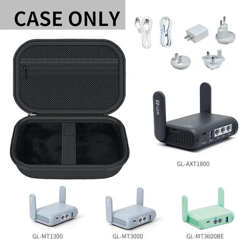حافظة جهاز توجيه السفر متوافقة مع GL-MT3600BE/ MT3000/ AXT1800/ MT1300/ A1300 لجهاز GLiNetTravel Router Wireless، حامل تخزين WiFi محمول (الجراب فقط) - أسود in Kuwait