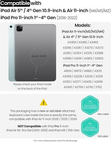 Nillkin iPad Air 11-inch (M4/M3/M2) Case with Detachable Keyboard, iPad Pro 11(1st/2nd/3rd/4th Gen) & Air 5th/4th Generation Rugged Keyboard Case, 7 Colors Backlit, Trackpad, Portrait/Landscape Modes in Saudi Arabia