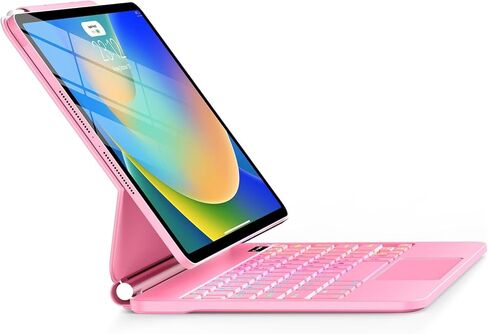 حافظة لجهاز iPad الجيل التاسع مع لوحة مفاتيح، - حافظة لوحة مفاتيح مغناطيسية سحرية لجهاز iPad 10.2 9th/8th/7th Gen & Air 3، Pro 10.5، لوحة تتبع متعددة اللمس - إضاءة خلفية - لوحة مفاتيح لاسلكية بحامل ناتئ عائم in Kuwait