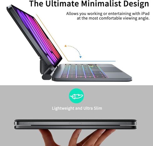 حافظة لوحة المفاتيح المغناطيسية LAUDTEC متوافقة مع iPad mini الجيل السابع (A17 Pro، 2024) ولجهاز iPad mini 6 (2021) 8.3 بوصة، حامل ناتئ عائم خفيف للغاية، لوحة تتبع ذكية، 5 صفوف بإضاءة خلفية - أسود in Kuwait