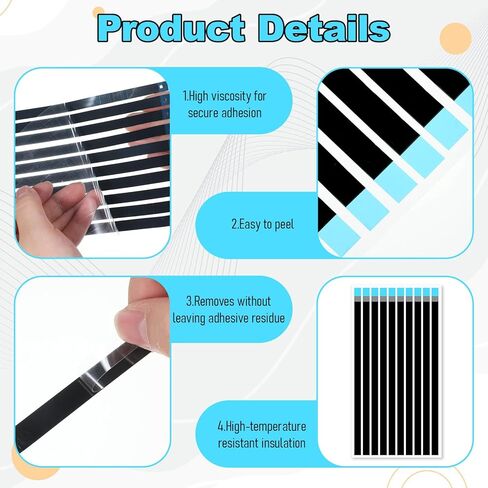 10 Pcs Laptop Screen Tape for LED Display Replacement, 7.87 Inch Double Sided Black Pull Tab Stretch Tape Adhesive Tapes for Tablets Mobile Phones Laptop LCD LED Screen Replacement in Saudi Arabia