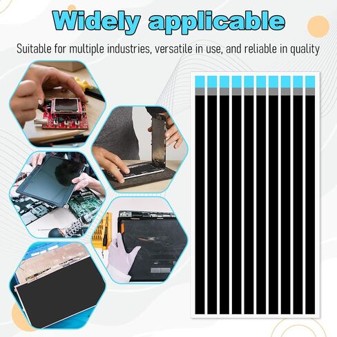 10 Pcs Laptop Screen Tape for LED Display Replacement, 7.87 Inch Double Sided Black Pull Tab Stretch Tape Adhesive Tapes for Tablets Mobile Phones Laptop LCD LED Screen Replacement in Saudi Arabia