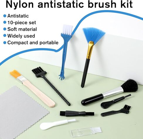 Keyboard Brush, 10 Pcs Mini Anti Static Brush Keyboard Cleaning Brushes Kit Nylon Dust Cleanings Brushes for Electronic Devices Computer Motherboard Fans Camera Small Space in Saudi Arabia