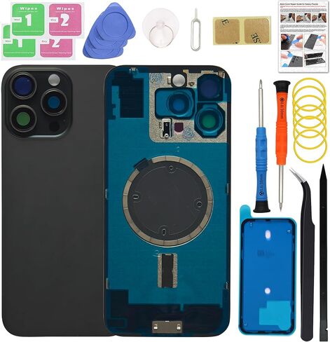 16 Pro Max Back Glass Cover Replacement Compatible with iPhone 16 Pro Max (6.9-inch Black Titanium) with Pre-Installed Lens, Includes Toolkit, Repair Guide in Saudi Arabia