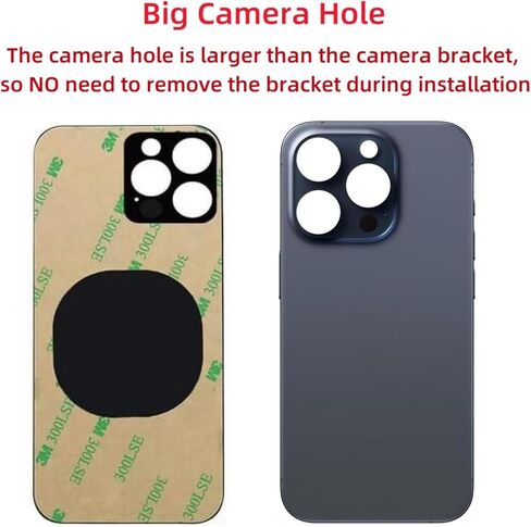 بديل الزجاج الخلفي 15 Pro لهاتف iPhone 15 Pro الزجاجي للغطاء الخلفي (تيتانيوم أسود، 6.1 بوصة) مع شريط مثبت مسبقًا + تعليمات التثبيت + أدوات إصلاح (تيتانيوم أسود) in Saudi Arabia