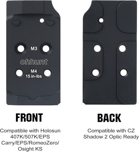 ohhunt Optic Adapter Plate Compatible with CZ Shadow 2 Optic Ready, Compatible with Holosun 407K/507K/EPS Carry/EPS/RomeoZero in Saudi Arabia