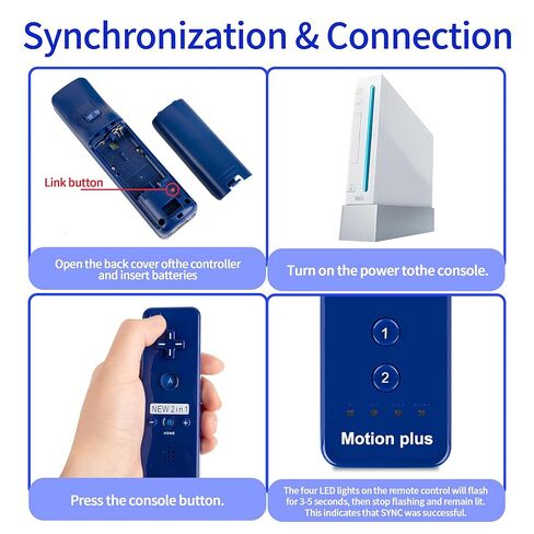 مجموعة وحدات تحكم Wii Motion Plus - قطعتان من وحدات التحكم عن بعد مع Nunchuk (أحمر + أزرق غامق)، مجموعة لاعبين، متوافقة مع Nintendo Wii/Wii U، تتضمن عجلتي قيادة بيضاء + 2 مسدسات Zapper الخفيفة، ملحقات الألعاب المنزلية in Kuwait