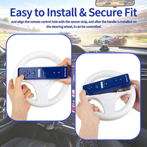 مجموعة وحدات تحكم Wii Motion Plus - قطعتان من وحدات التحكم عن بعد مع Nunchuk (أحمر + أزرق غامق)، مجموعة لاعبين، متوافقة مع Nintendo Wii/Wii U، تتضمن عجلتي قيادة بيضاء + 2 مسدسات Zapper الخفيفة، ملحقات الألعاب المنزلية in Kuwait