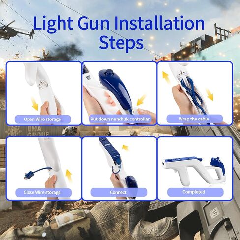 مجموعة وحدات تحكم Wii Motion Plus - قطعتان من وحدات التحكم عن بعد مع Nunchuk (أحمر + أزرق غامق)، مجموعة لاعبين، متوافقة مع Nintendo Wii/Wii U، تتضمن عجلتي قيادة بيضاء + 2 مسدسات Zapper الخفيفة، ملحقات الألعاب المنزلية in Kuwait