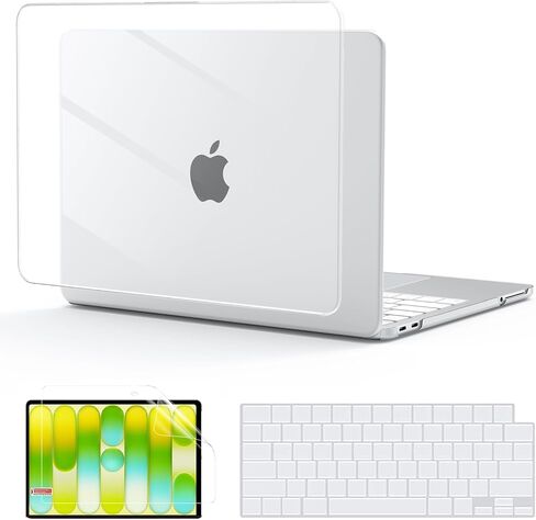 G JGOO متوافق مع حافظة MacBook Neo مقاس 13 بوصة إصدار 2026 موديل A3404، حافظة صلبة واقية للكمبيوتر المحمول من البلاستيك الشفاف مع غطاء لوحة مفاتيح وواقي شاشة in Kuwait