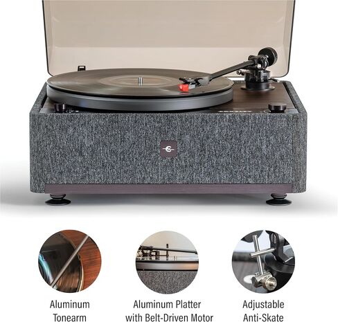 Crosley E200A-WADG 2-Speed Record Player Turntable, VibrationBlock Technology, Dual-Platform Suspension, Walnut in Saudi Arabia