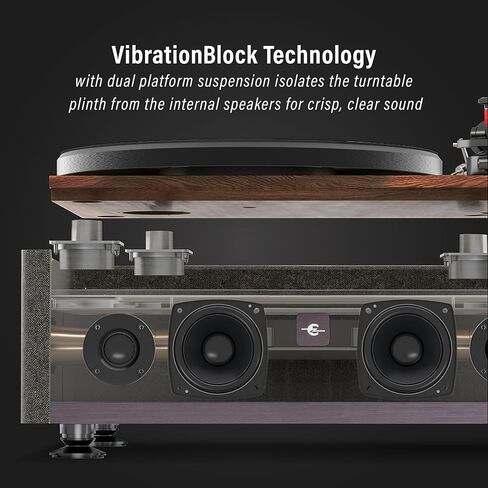 Crosley E200A-WADG 2-Speed Record Player Turntable, VibrationBlock Technology, Dual-Platform Suspension, Walnut in Saudi Arabia