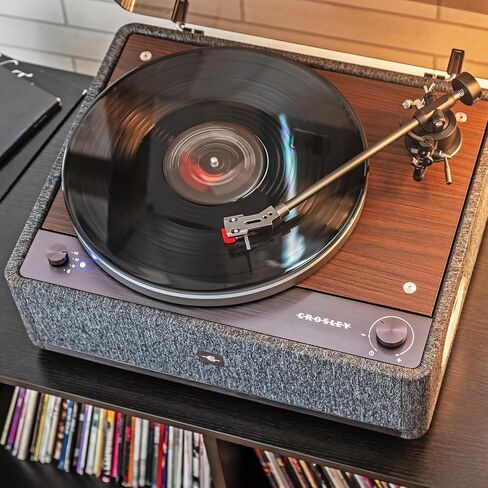 Crosley E200A-WADG 2-Speed Record Player Turntable, VibrationBlock Technology, Dual-Platform Suspension, Walnut in Saudi Arabia