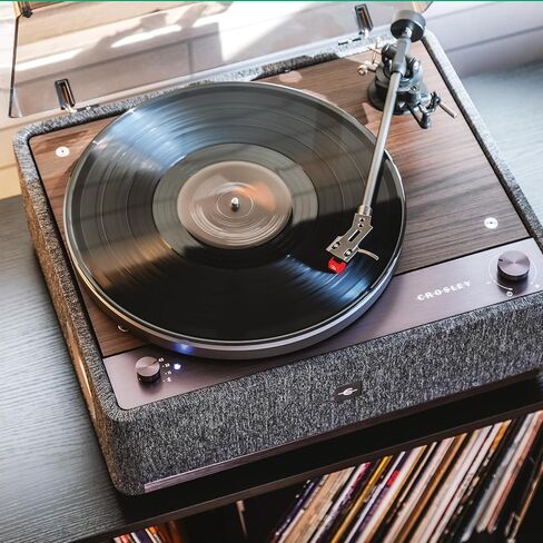 Crosley E200A-WADG 2-Speed Record Player Turntable, VibrationBlock Technology, Dual-Platform Suspension, Walnut in Saudi Arabia