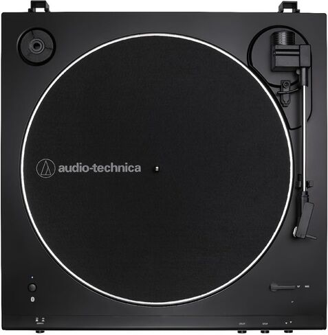 قرص دوار ستيريو أوتوماتيكي بالكامل يعمل بالحزام من Audio-Technica، هاي فاي، سرعتان، غطاء غبار، مضاد للرنين، طبق من الألومنيوم المصبوب (أحمر) مع مكبرات صوت على رف الكتب (عنصران) in Saudi Arabia