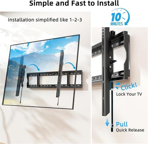 حامل جداري للتلفزيون شديد التحمل من HOME VISION لأجهزة التلفاز الكبيرة 60-120 بوصة، حامل جداري للتلفزيون قابل للإمالة، بحد أقصى VESA 900x600، يحمل ما يصل إلى 220 رطل، يناسب مسامير مقاس 16/18/24/32 بوصة in Kuwait