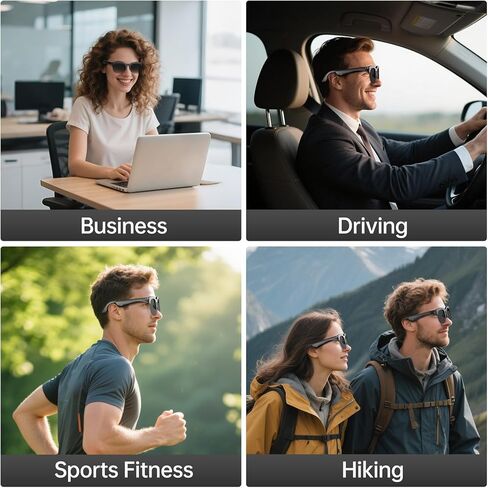نظارات ذكية مع مترجم AI، نظارات بلوتوث V6.0 مع أكثر من 150 ترجمة، نظارات شمسية ذكية للرجال والنساء، نظارات موسيقى مع عمر بطارية طويل، حماية من الأشعة فوق البنفسجية، مقاومة للماء IPX5، مكالمات بدون استخدام اليدين in Saudi Arabia
