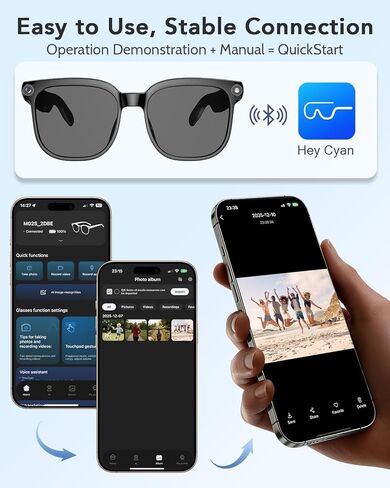 CJkao Smart Glasses with Camera, Bluetooth Music & Call, 800W HD Camera Glasses, 1080P Video Recording, Built-in ChatGPT Voice Assistant Control for Men Women (Black) in Saudi Arabia