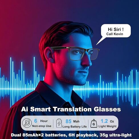 نظارات ذكية للترجمة من Ai مع خاصية الدردشة GPT Bluetooth للرجال والنساء مع عدسة متغيرة اللون بـ 164 لغة، وسماعة رأس شفافة مع مكبر صوت ونظارات شمسية، واجتماعات السفر والأعمال التجارية in Saudi Arabia