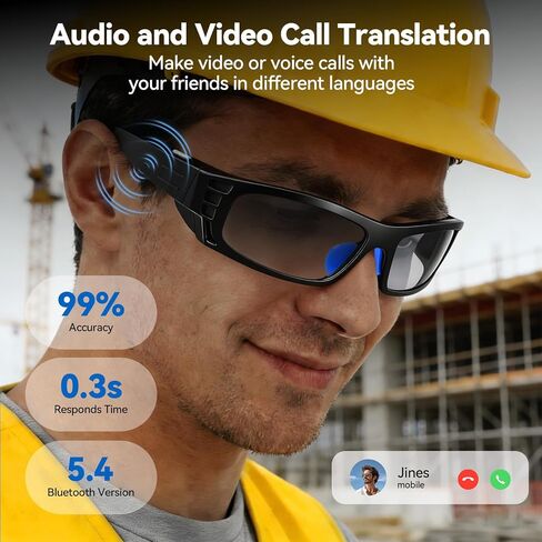 AI Smart Glasses for Women Men with Real-Time Translation, Music & Hands-Free Calling, AI Vioce Assistant, Photochromic Lens with UV & Blue Light Protection – Perfect for Hiking & Cycling in Saudi Arabia