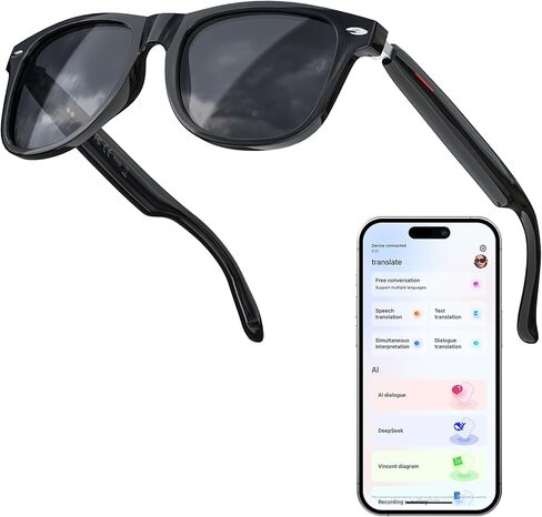 AI Smart Glasses, Bluetooth Audio Glasses for Men Women, Blue Light Smart Glasses with Noise Cancelling, Hands-Free Calls, Music & Voice Control for Work/Study/Travel, iOS/Android in Saudi Arabia